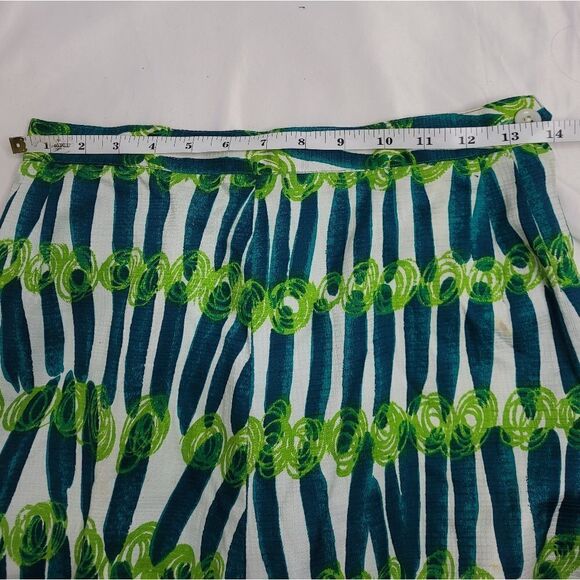 VINTAGE 60s pants Tat Saunders‎ abstract blue and green high waist S - Picture 11 of 13